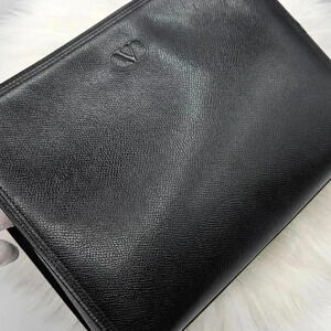 Valentino Garavani Black Leather  Tassel Pouch